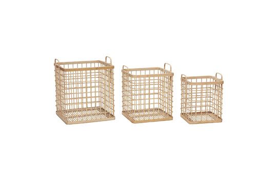 Set of 3 Square clear bamboo baskets Clipped