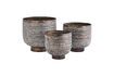 Miniature Set of 3 Tog copper-gray hammered aluminum planters 1