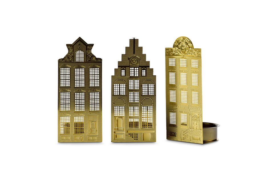 This set of three candleholders is based on the typical architecture of Dutch houses