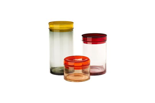 Set of 3 XL Caps multicolored glass jars Clipped