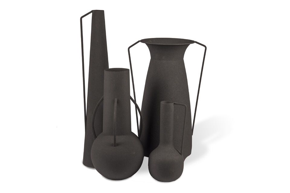 Set of 4 black recycled iron vases h45cm Roman Pols Potten