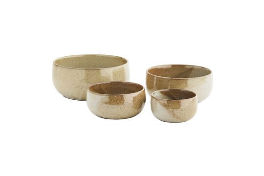 Set of 4 Cerening beige-brown stoneware bowls Clipped