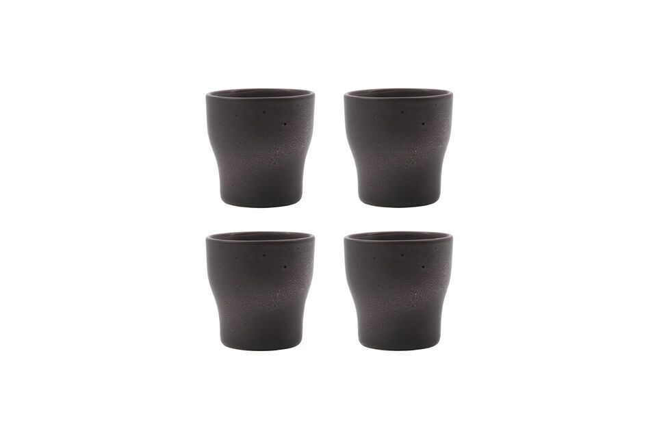 Set of 4 Liss dark grey stoneware cups House Doctor