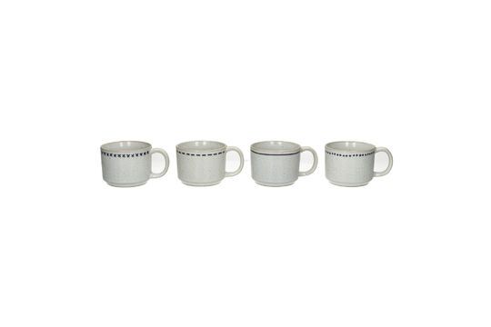 Set of 4 Tulua white stoneware cups Clipped