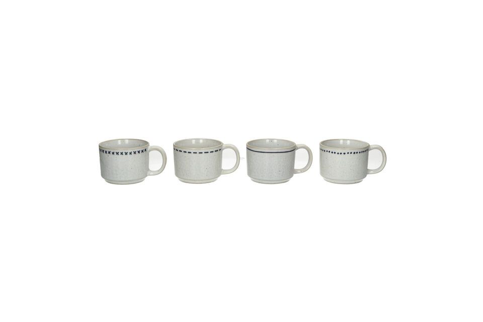 Set of 4 Tulua white stoneware cups Pomax