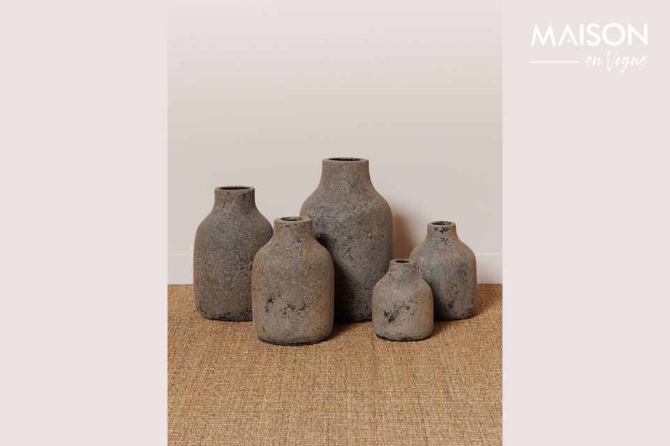 Set of 5 grey terracotta vases H35 Chehoma