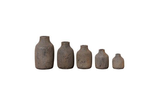 Set of 5 grey terracotta vases H35 Clipped