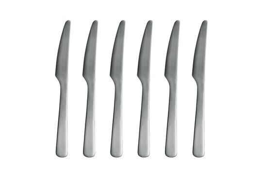 Set of 6 Luxis silver stainless steel knives Clipped