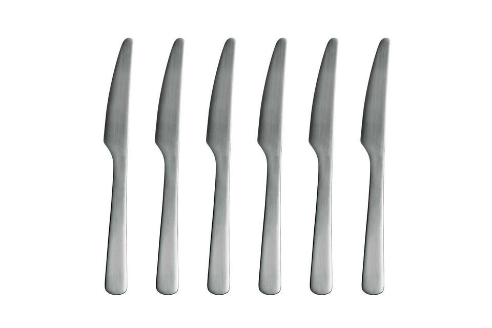 Set of 6 Luxis silver stainless steel knives Normann Copenhagen