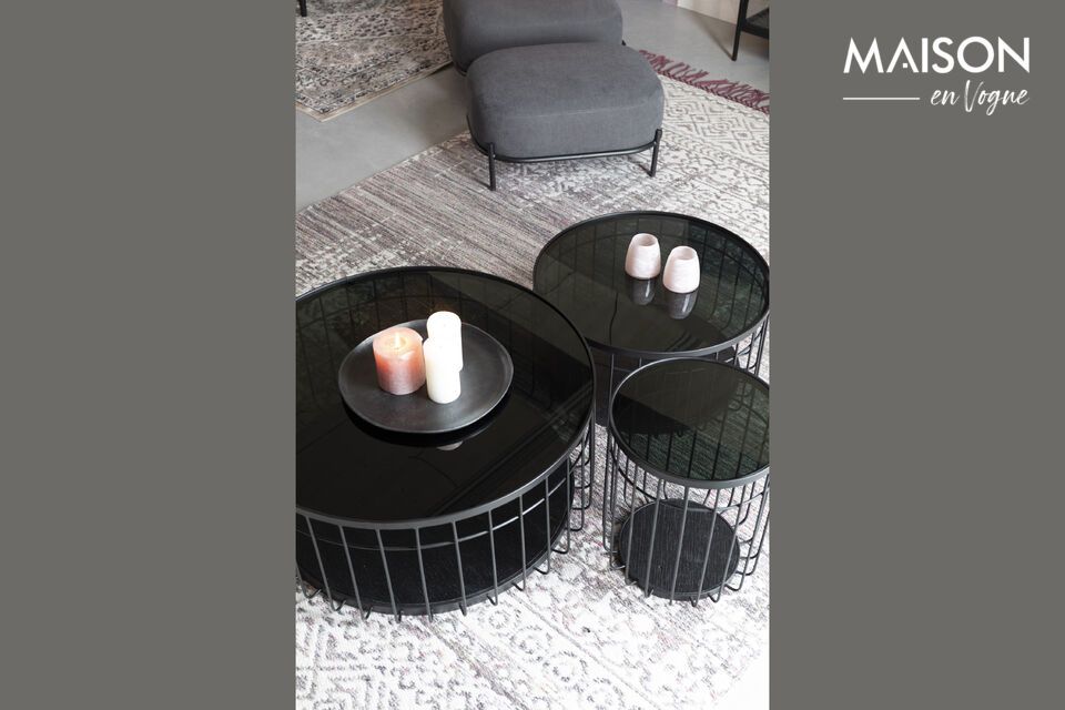 Small black glass coffee table Lance - 3