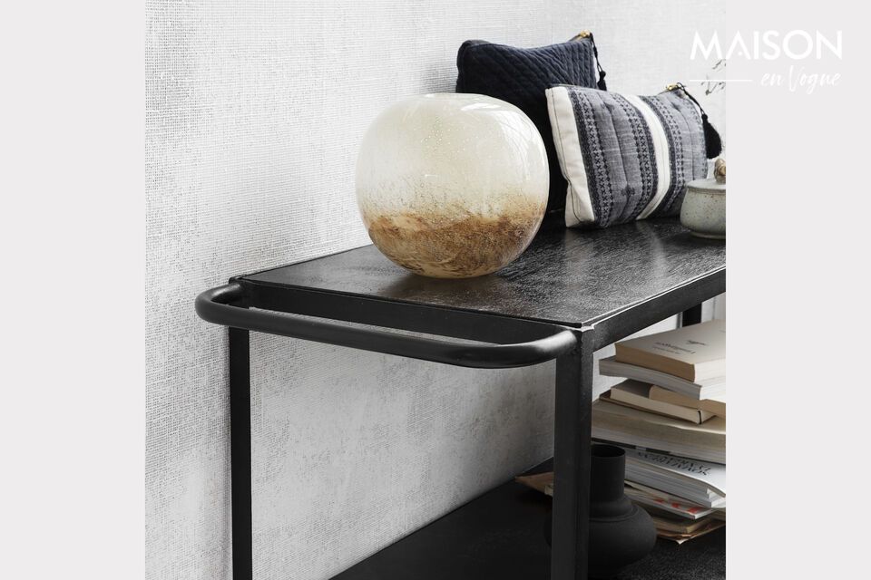 Discover contemporary elegance with our black mango bookcase and shelf