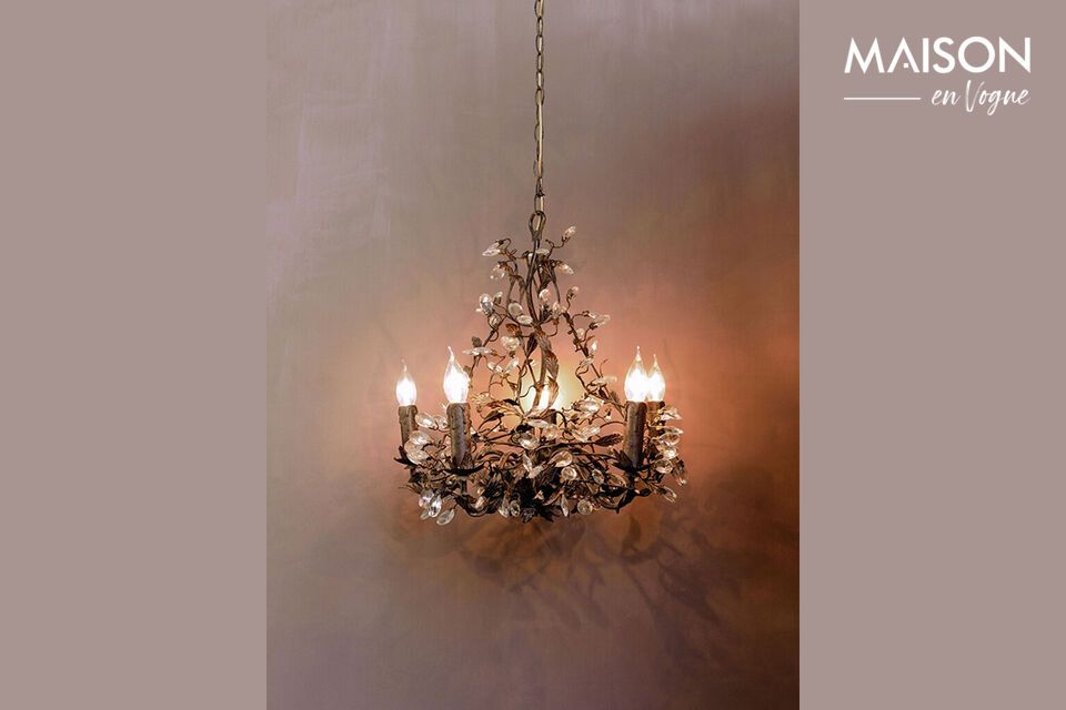 Small brown metal chandelier Rambouillet Chehoma