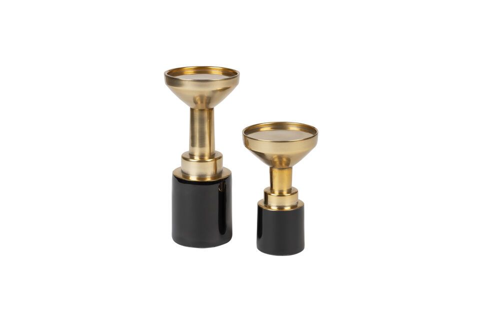 Small candlestick in black aluminium Glam - 2