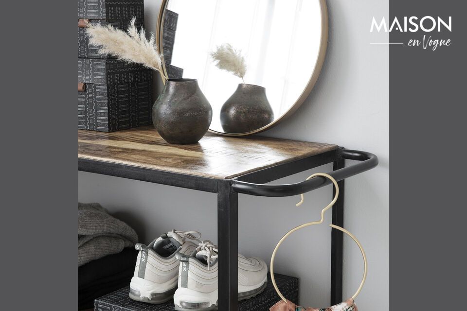 Discover functional elegance with our mango and black mobile bookcase and shelf