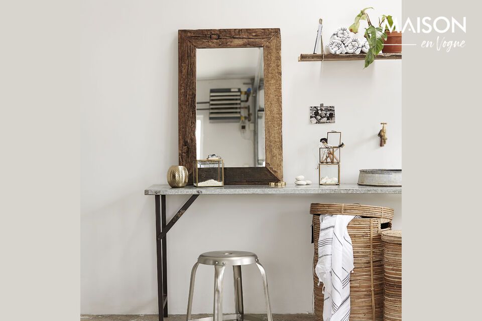 Reflect nature and fashion with our recycled wood mirror.