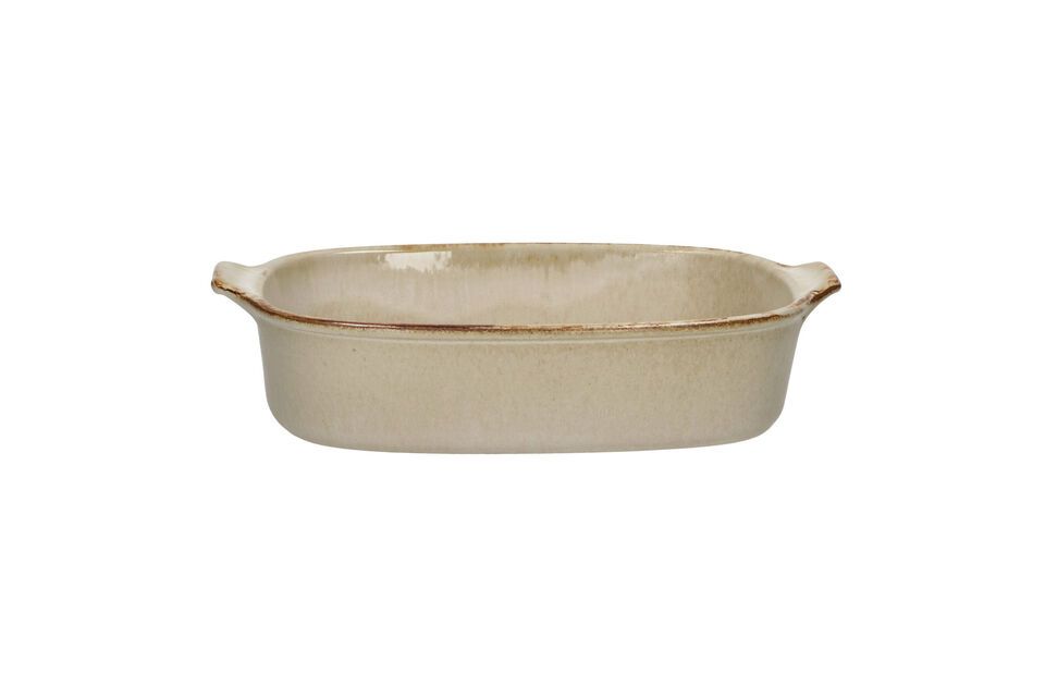 Small oven dish in beige Ascoli stoneware Pomax