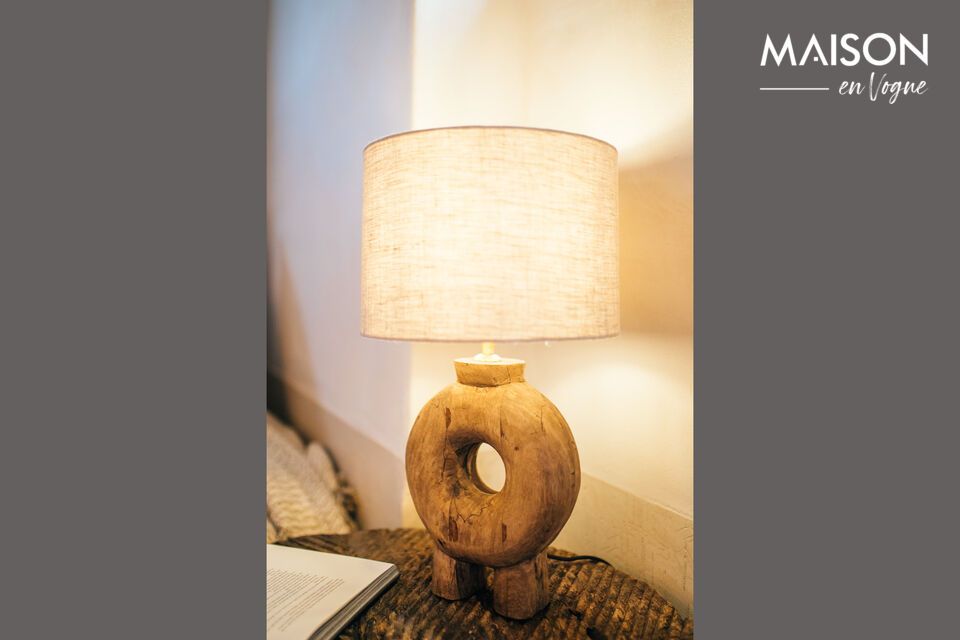 Made from raw mango wood, this lamp is the smaller version, ideal for smaller spaces