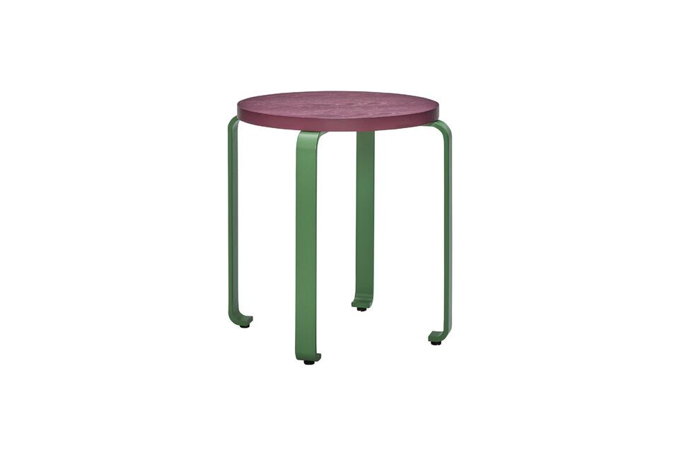 Smile burgundy and green ash wood stool Hübsch