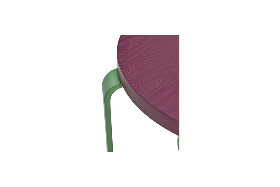 Smile burgundy and green ash wood stool - 9