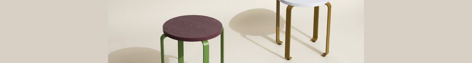 Material Details Smile burgundy and green ash wood stool