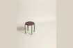 Miniature Smile burgundy and green ash wood stool 8