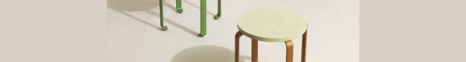 Material Details Smile green and orange ash wood stool