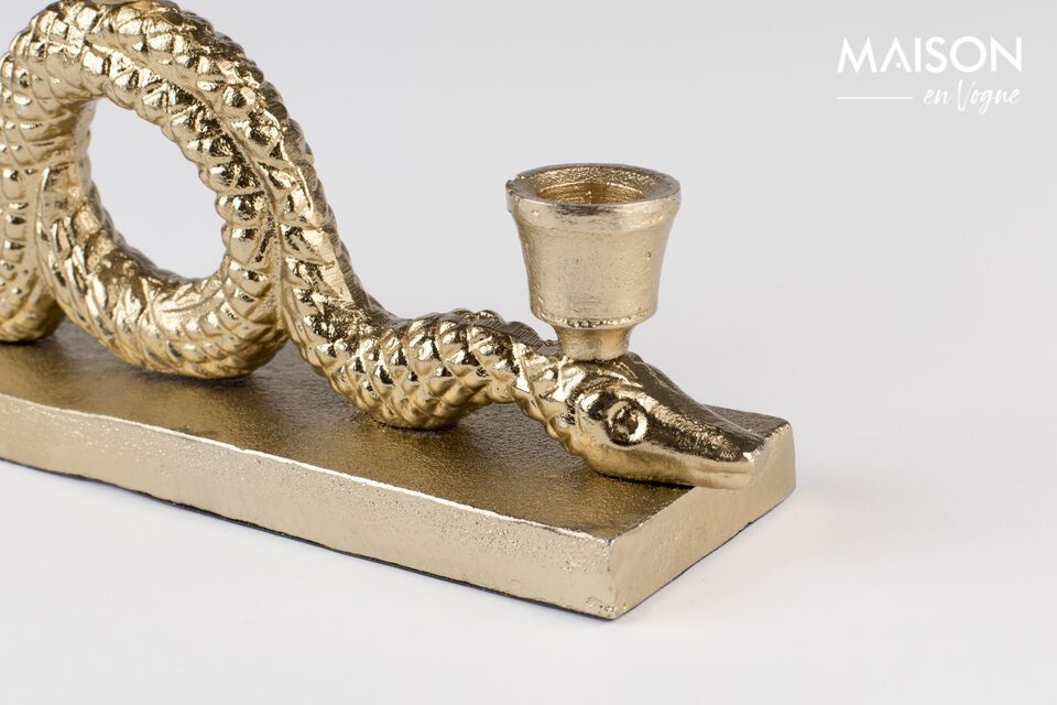 Snakes medium gold aluminum candleholder - 6