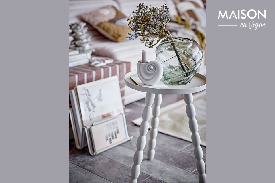 Elegant aluminum side table, natural color.