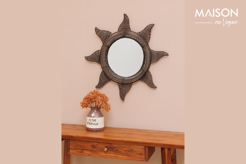 Discover the timeless elegance and functionality of the Round Brown Metal Mirror