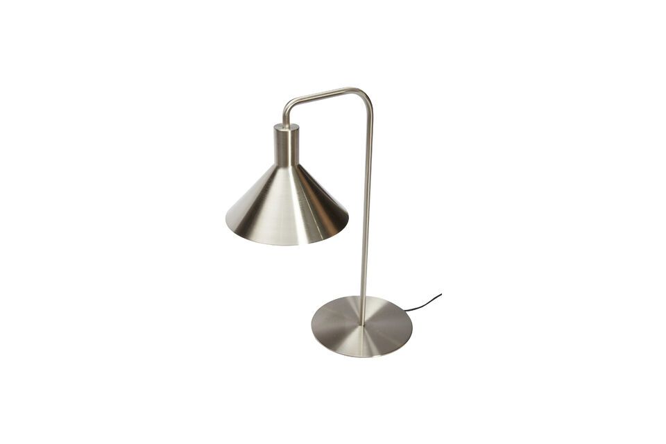 The Solo silver metal table lamp combines functionality and contemporary design