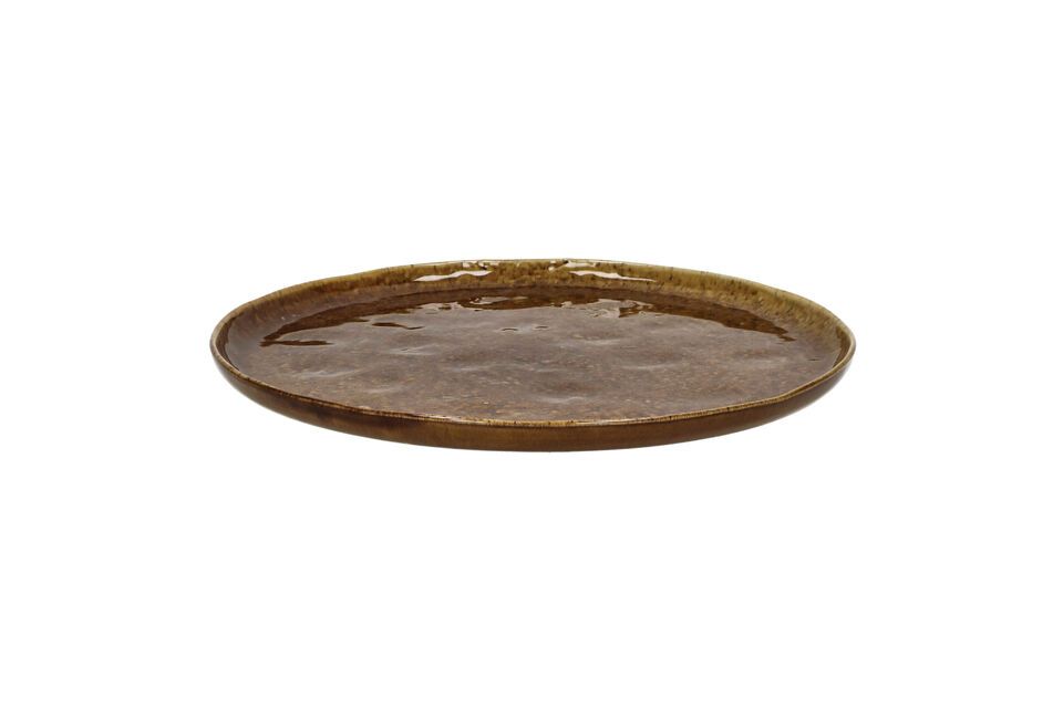 Spiro brown stoneware dinner plate Pomax