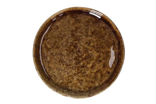 Spiro brown stoneware plate Clipped