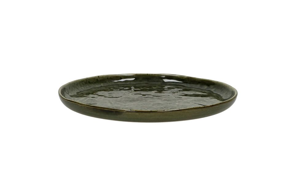 Spiro dark green stoneware dessert plate Pomax