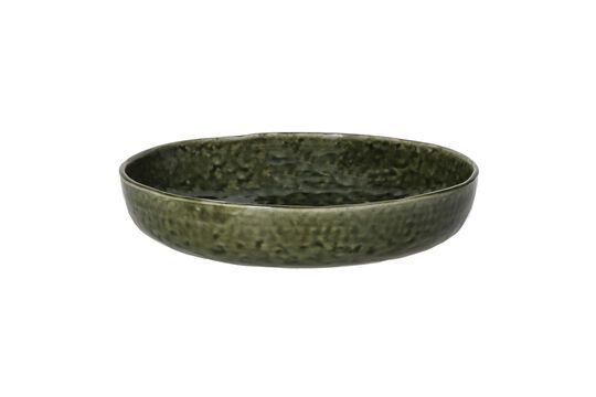 Spiro dark green stoneware dish Clipped