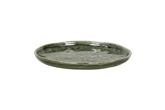 Spiro dark green stoneware plate Clipped