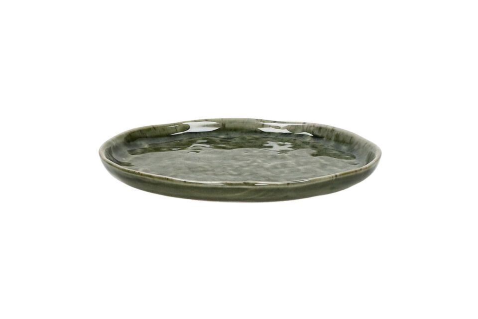 Spiro dark green stoneware plate Pomax