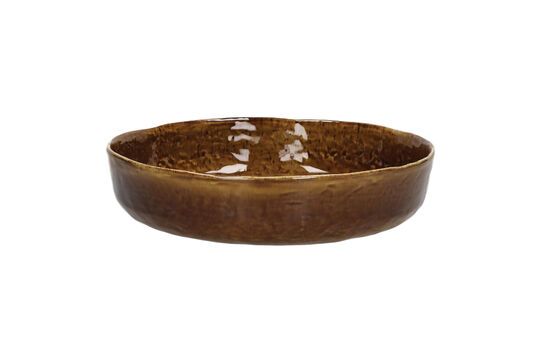 Spiro large brown stoneware dish Clipped