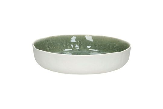 Spiro large soup plate in white and pale green porcelain Clipped