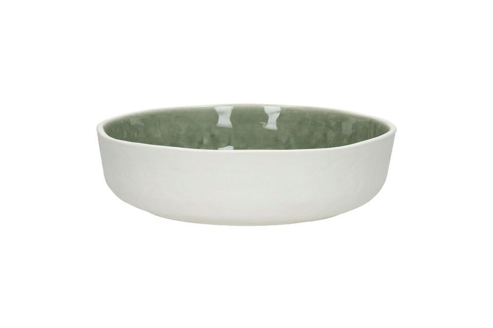 Spiro small soup plate in white and pale green porcelain Pomax