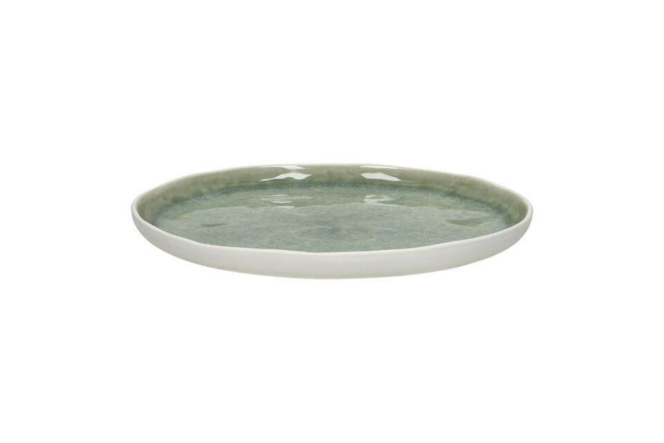 Spiro white and pale green porcelain dessert plate Pomax