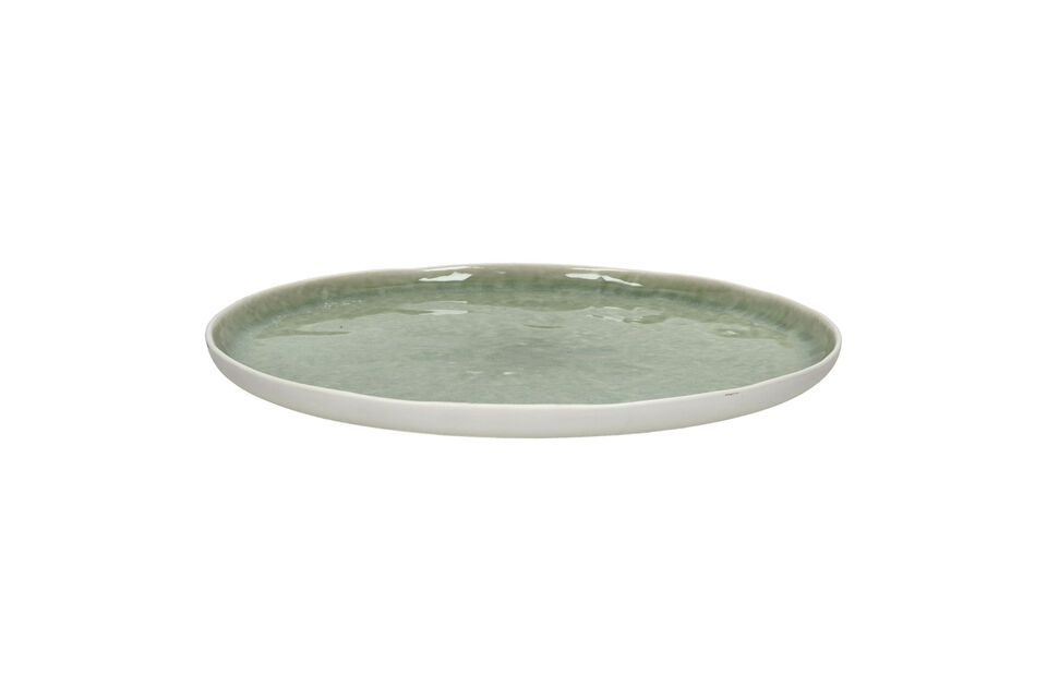 Spiro white and pale green porcelain dinner plate Pomax