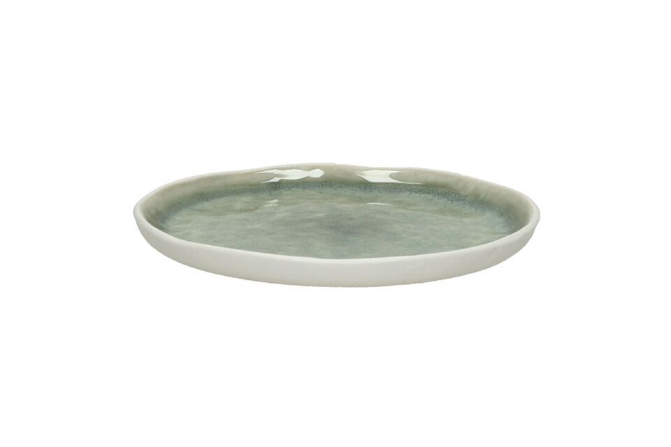 Spiro white and pale green porcelain plate Pomax