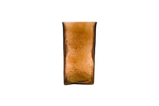 Square amber glass vase Clipped