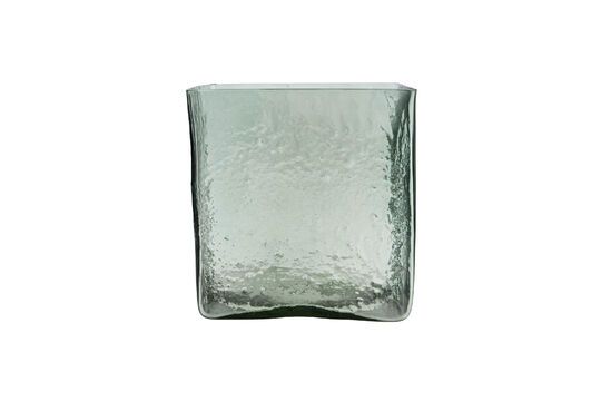 Square light blue glass vase Clipped