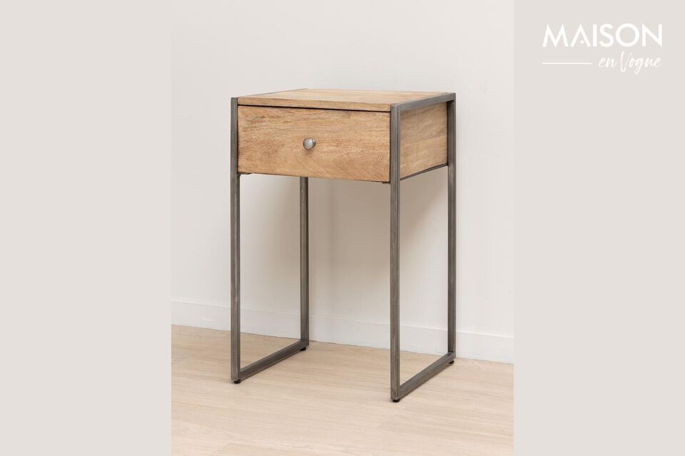 Discover the elegant simplicity and functionality of our mango wood bedside table in beige