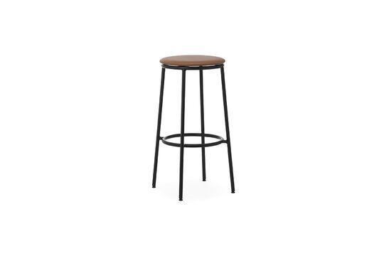 Steel and brown leather bar stool 75cm Circa Clipped