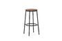 Miniature Steel and brown leather bar stool 75cm Circa Clipped