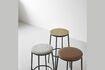 Miniature Steel and brown leather bar stool 75cm Circa 2