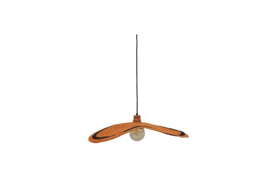 Suspension lamp in orange natural fiber and Uluwatu stripes Clipped