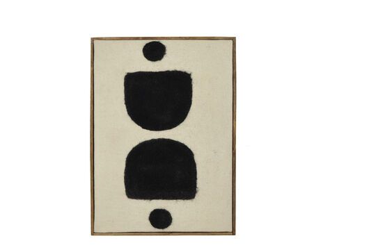 Symmetrical canvas with black and white wooden frame Wooly